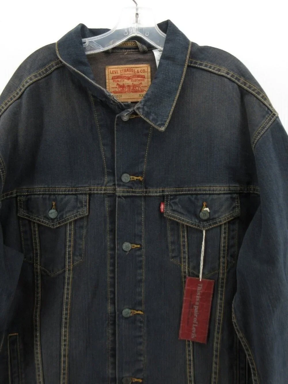 VINTAGE Levis Jacket XXL Standard Trucker Denim Red Tab Y2K 2005 NEW